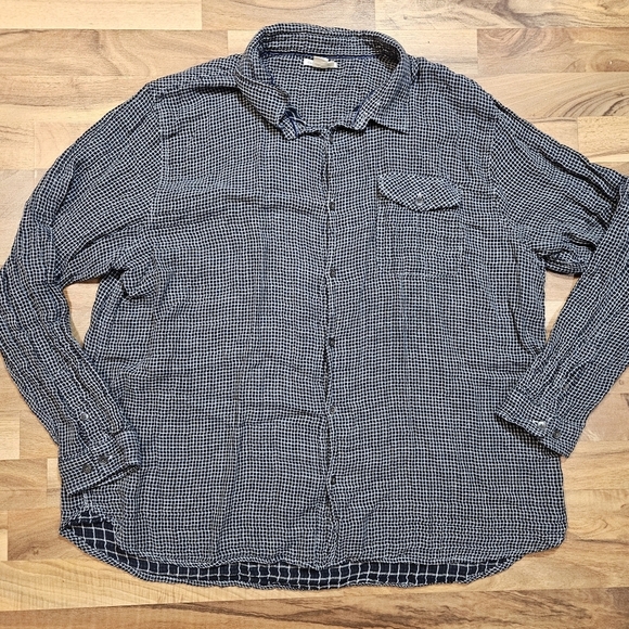 Carbon2Cobalt Other - Carbon2Cobalt Men's XXL Blue White Textured Check Long Sleeve Shirt 100% Cotton